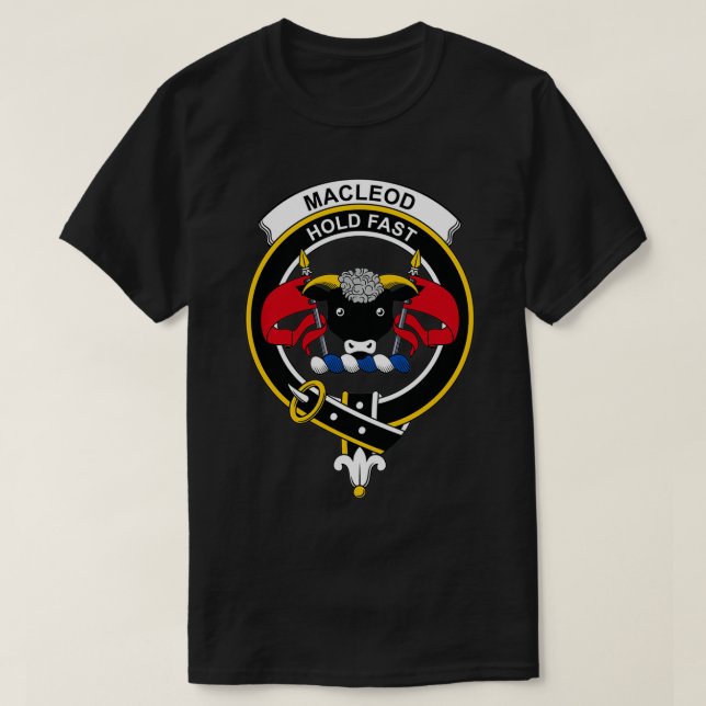 T-shirt Clan écossais du clan Tartan de MacLeod Crest (Design devant)
