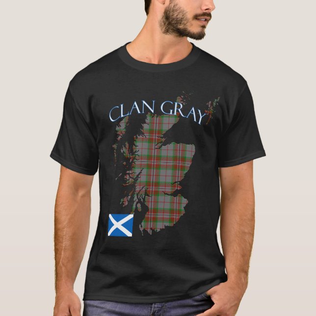 T-shirt Clan écossais gris Tartan Écosse (Devant)