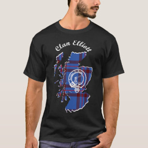 T-shirt Clan Elliott nom de famille Scottish Tartan Map