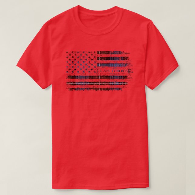 T-shirt Clan Forbes Drapeau écossais Brown Drapeau américa (Design devant)