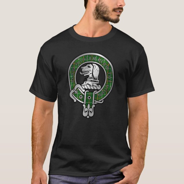 T-shirt Clan Forrester / Foster Crest & Hunter Tartan (Devant)