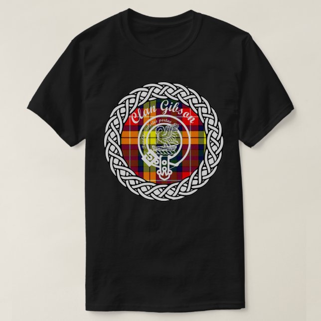 T-shirt Clan Gibson nom de famille Scottish Tartan Cres (Design devant)