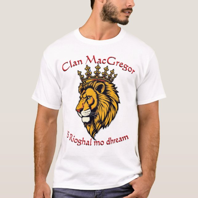 T-shirt Clan Gregor MacGregor Tête de lion avec conception (Devant)