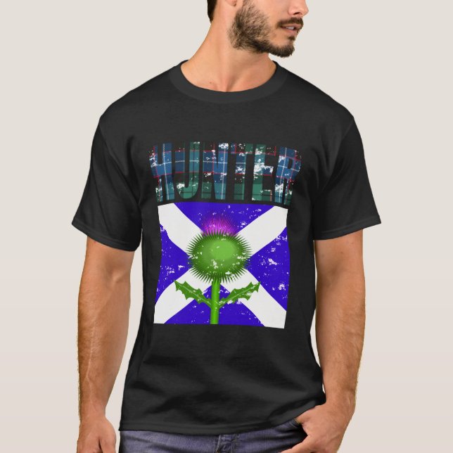 T-shirt Clan Hunter Tartan Scottish Nom de famille Scotlan (Devant)
