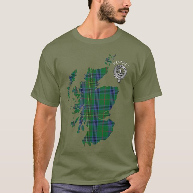 T-shirt Clan Kennedy Tartan Carte & Crest (Devant)