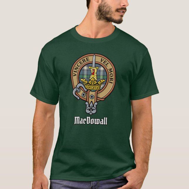 T-shirt Clan MacDowall Crest sur Tartan (Devant)