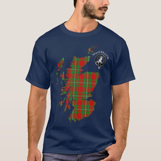 T-shirt Clan MacGregor Crest & Tartan Map (Devant)