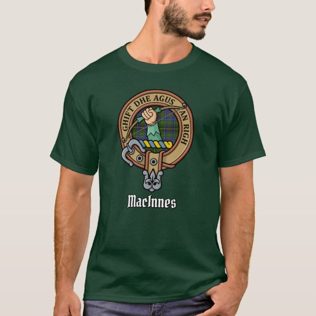 T-shirt Clan MacInnes Crest sur Tartan (Devant)