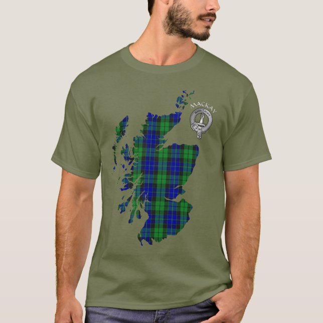 T-shirt Clan MacKay Tartan Map & Crest (Devant)