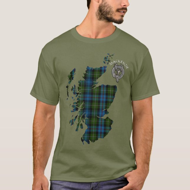 T-shirt Clan MacKenzie Tartan Carte & Crest (Devant)