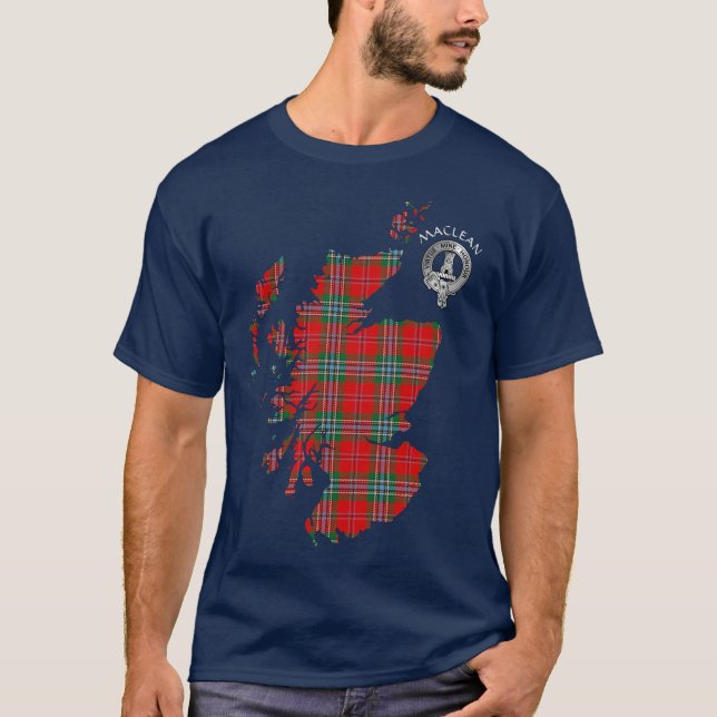 T-shirt Clan MacLean Tartan Carte & Crest (Devant)