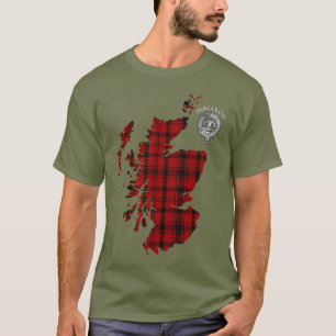 T-shirt Clan MacLeod Rouge & Noir Tartan Carte & Crest