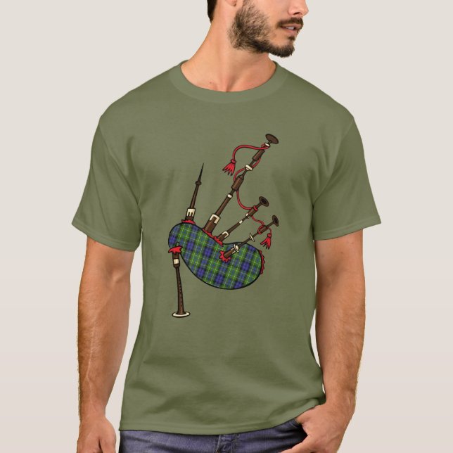 T-shirt Clan MacNeill de Gigha Tartan Bagpipes (Devant)