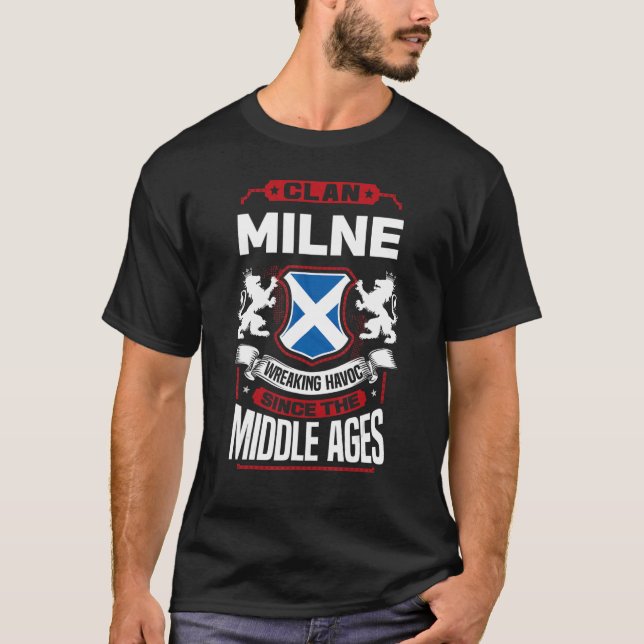 T-shirt Clan Milne Scottish Nom de famille Réunion Écosse (Devant)