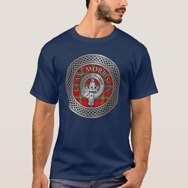 T-shirt Clan Morrison Crest & Tartan Knot (Devant)