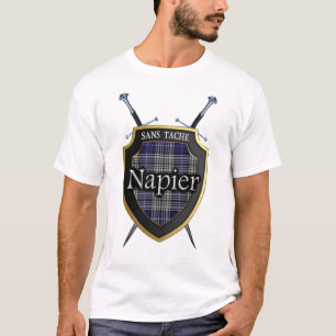 T-shirt Clan Napier Tartan Plaid Shield & Swords