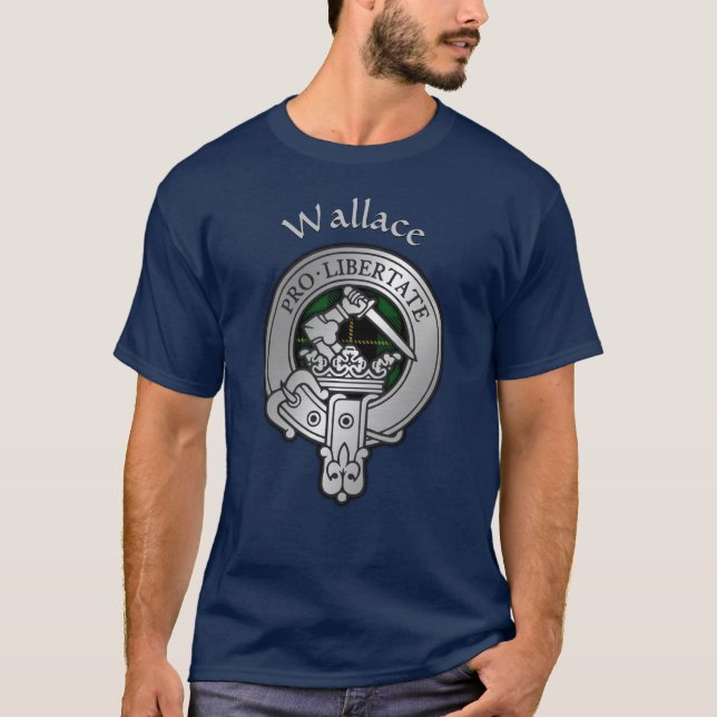 T-shirt Clan Wallace Crest & Hunter Tartan (Devant)