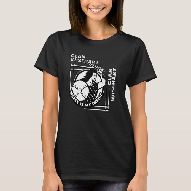 T-shirt Clan Wisehart Gaelic Motto Swordsman (Devant)
