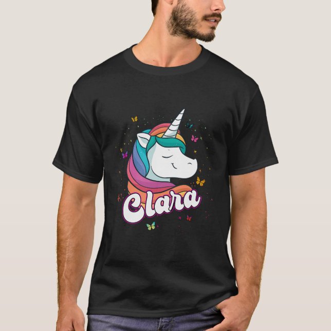 T-shirt Clara - Adorable Nom De Fille Avec Belle Unicorne (Devant)
