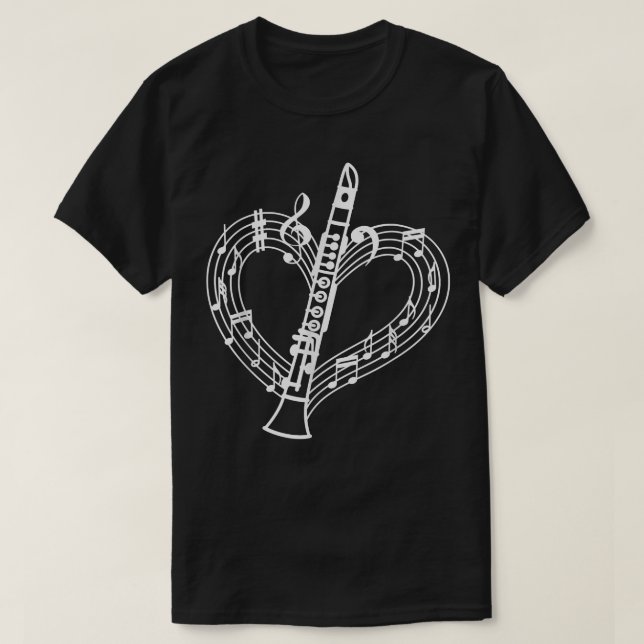 T-shirt Clarinet Heart Shape Notes musicales Amateurs de m (Design devant)
