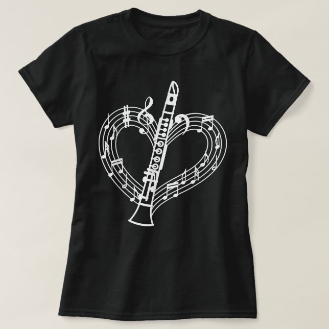 T-shirt Clarinet Heart Shape Notes musicales Amateurs de m (Design devant)
