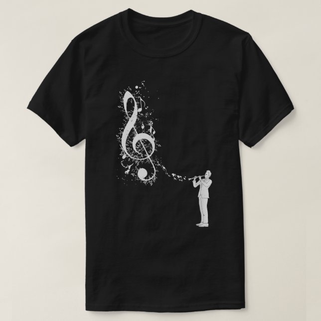 T-shirt Clarinet Instrument Player Musical Note Clarinetis (Design devant)