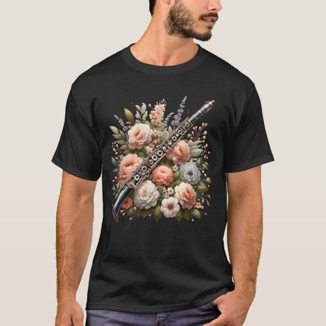 T-shirt Clarinet Player esthétique floral Clarinetist (Devant)