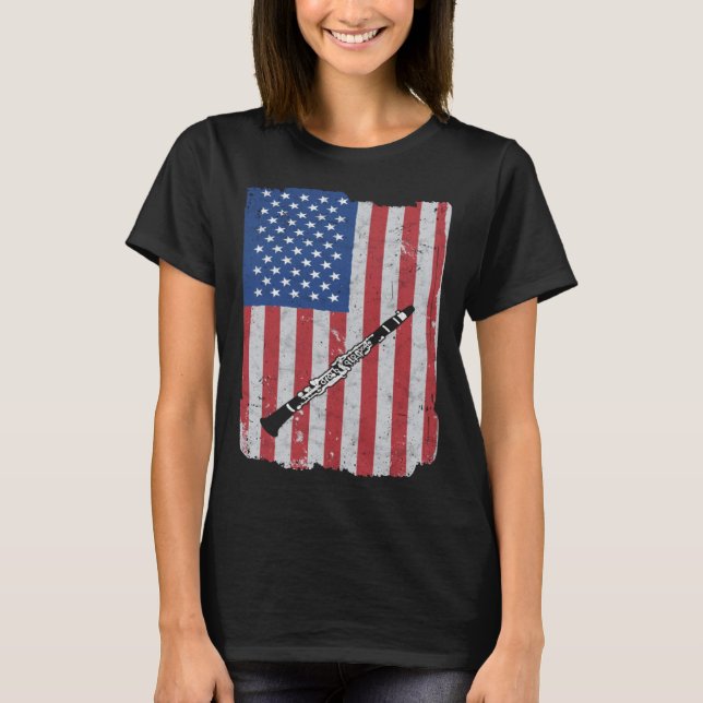 T-shirt Clarinet Usa Flag Clarinet Player Clarinetist (Devant)