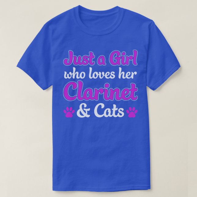 T-shirt Clarinetist Femme qui aime Clarinet et chats (Design devant)