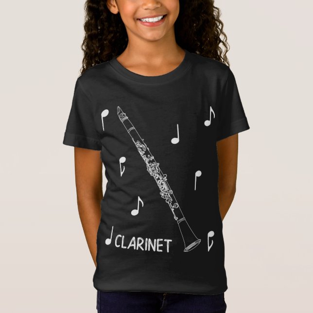 T-Shirt Clarinette de notes musicales (Devant)