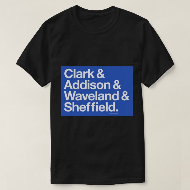 T-shirt Clark &amp ; Addison &amp ; Waveland &amp ; Sheffi (Design devant)