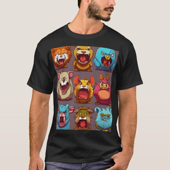 T-shirt Clash de dessin : Animaux en colère (Devant)