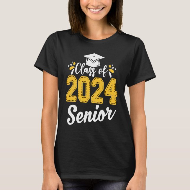 T-shirt Class Of 2024 24 Senior Graduate Funny Graduation  (Devant)