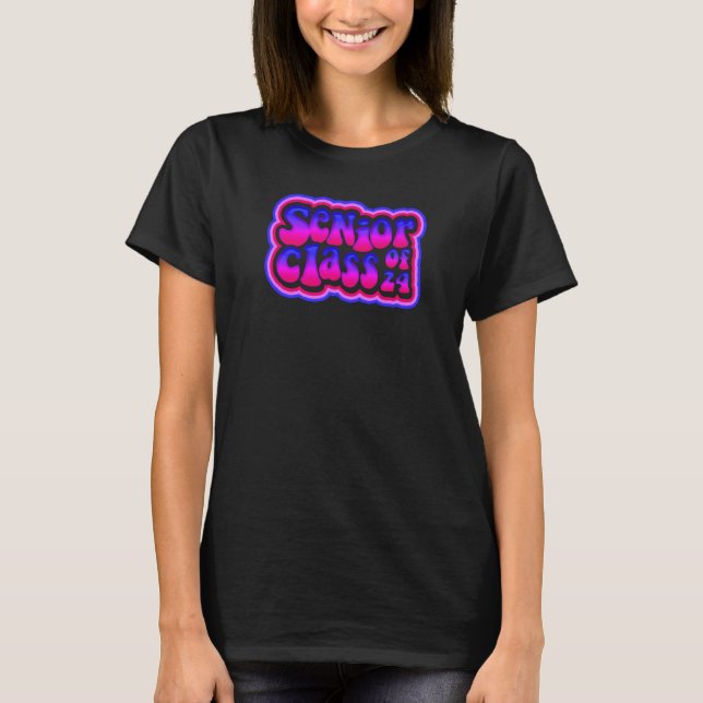 T-shirt Class of 2024 Senior Grad 24 Disco Passion Purple (Devant)