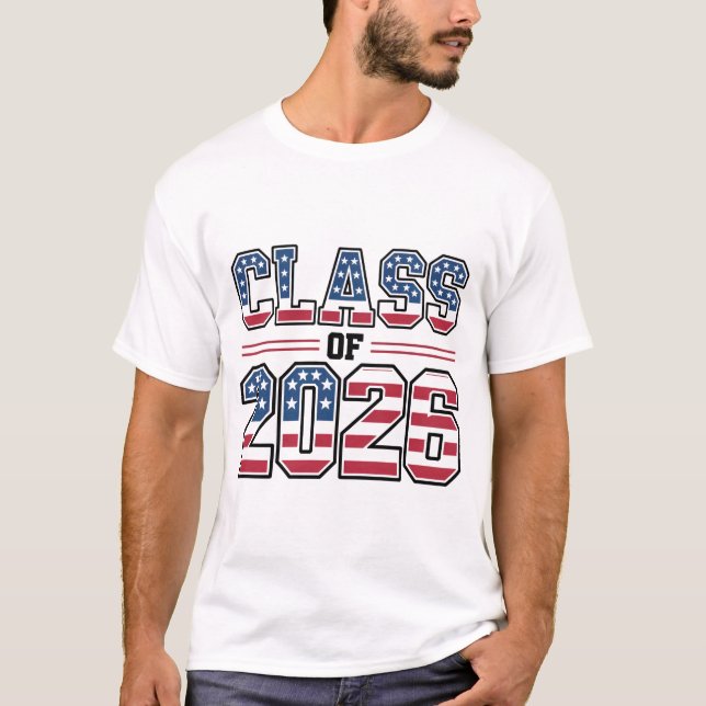 T-shirt Class of 2026 USA Flag Graduation (Devant)