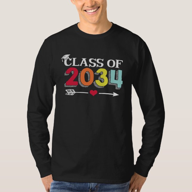 T-shirt Class Of 2034 Grow With Me Kindergarten K 12 Arrow (Devant)