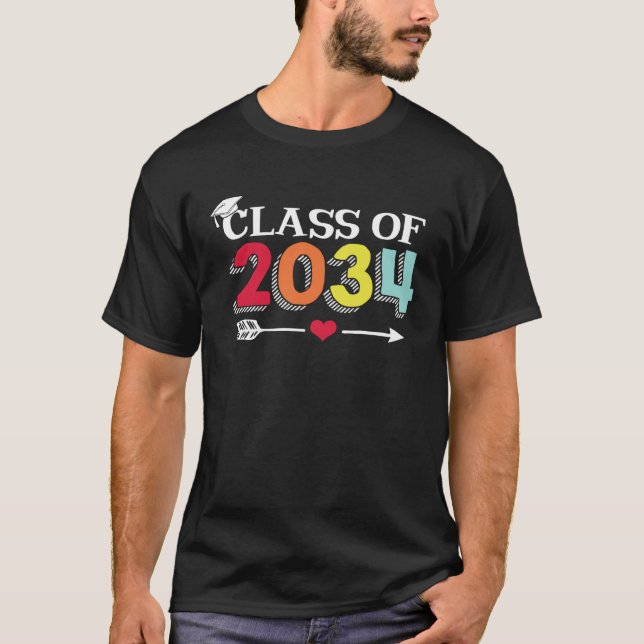 T-shirt Class Of 2034 Grow With Me Kindergarten K 12 Arrow (Devant)