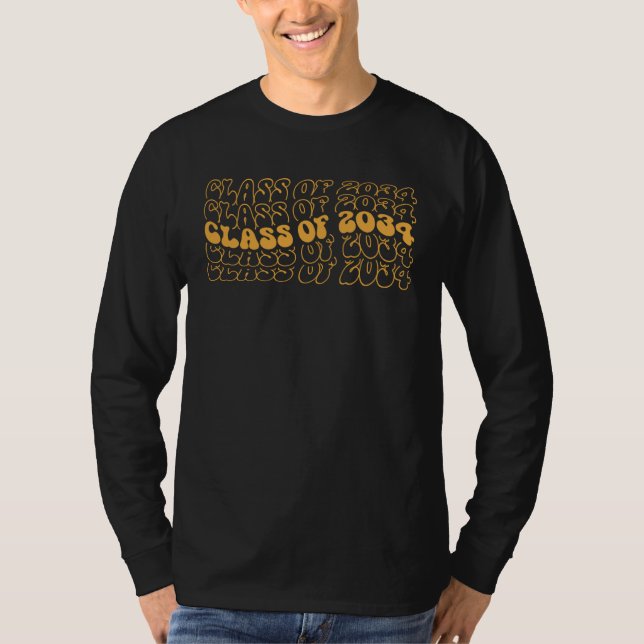 T-shirt Class Of 2034 Preschool Kindergarten Graduate Retr (Devant)