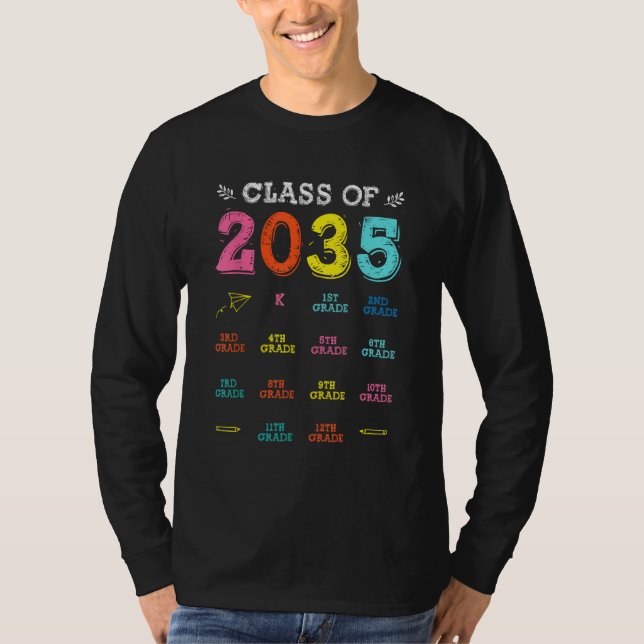 T-shirt Class Of 2035 Grow With Me First Day Of School Che (Devant)