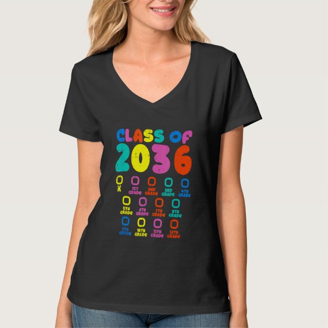 T-shirt Class Of 2036 Grade Pre K Grow With Me Handprint P (Devant)