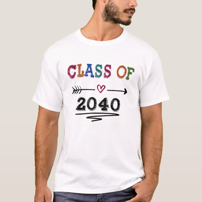 T-shirt Class Of 2040 Grow With Me First Day Of School Gra (Devant)