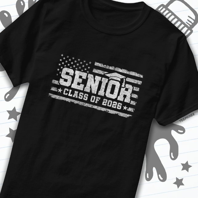 T-shirt Classe 2026 Graduation American Flag Senior 2026 (Créateur téléchargé)