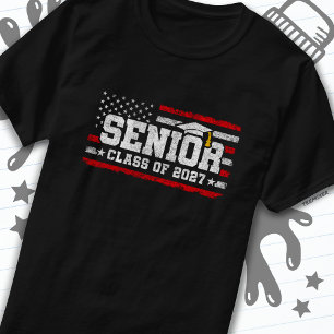 T-shirt Classe 2027 Graduation American Flag Senior 2027