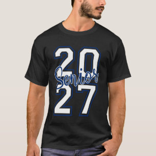 T-shirt Classe 2027 Senior Varsity Blanc Bleu Marine Empil