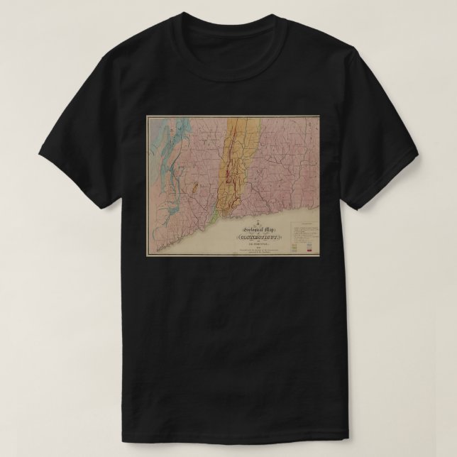 T-shirt Classe Carte gologique du Connecticut 1842 (Design devant)