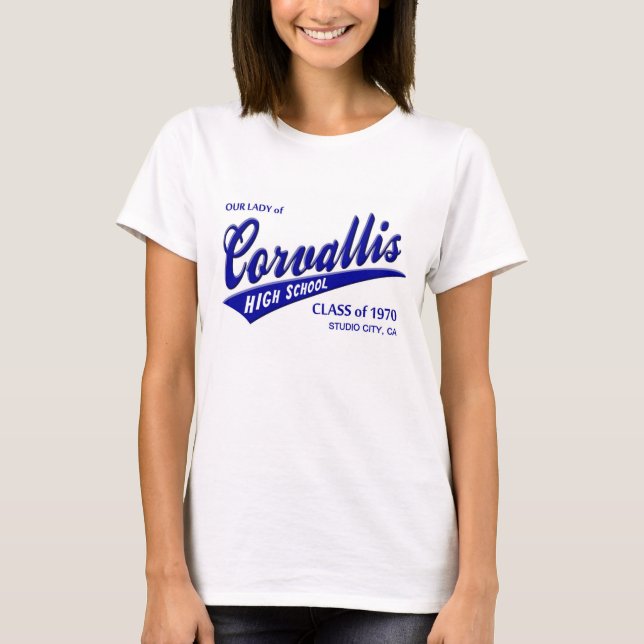 T-shirt Classe de 1970 notre Madame de lycée de Corvallis (Devant)