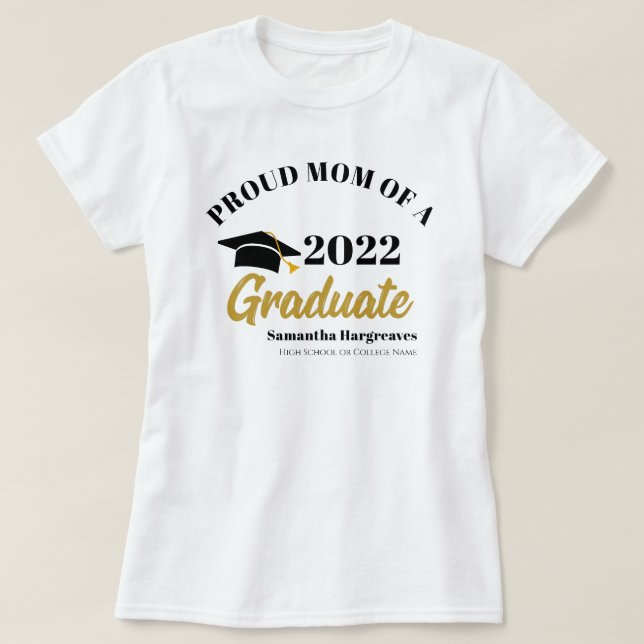 T-shirt Classe de 2022 Maman fière du diplômé sur mesure (Design devant)