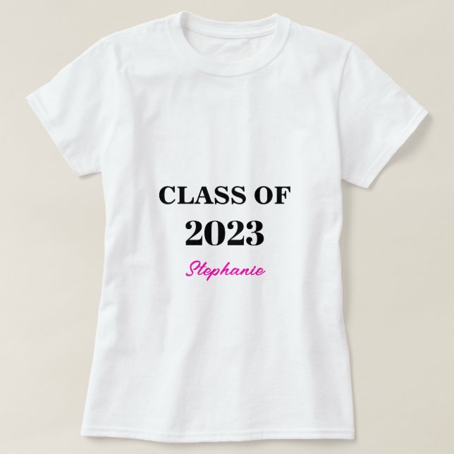 T-shirt Classe De 2023 Moderne Monogramme Rose Mete Gradua (Design devant)