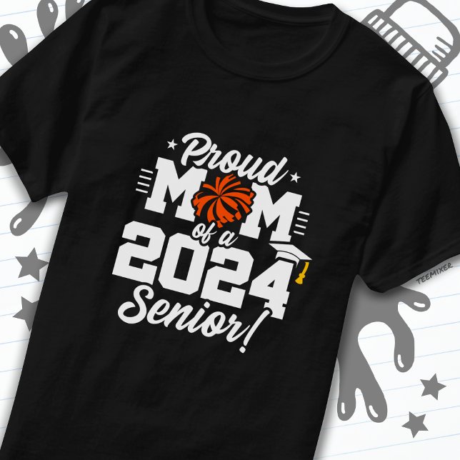 T-shirt Classe de 2024 Graduation Cheer Mom Senior 2024 (Créateur téléchargé)