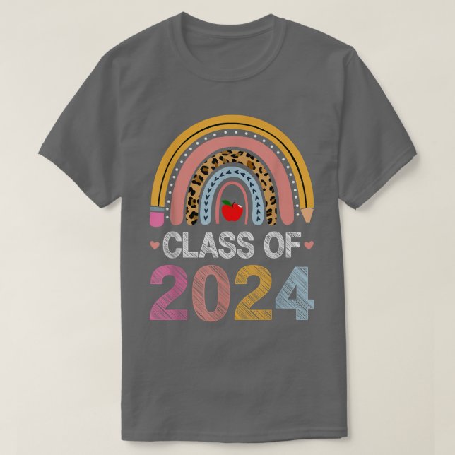 T-shirt Classe De 2024 Rainbow Leopard Graduate PreK Kinde (Design devant)